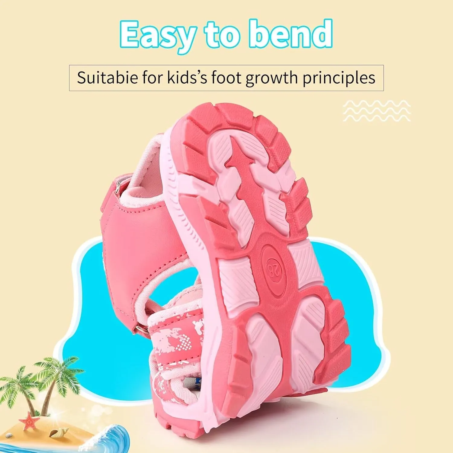 seannel Kids Athletic Sandals Boys and Girls Outdoor Hiking Sports Closed-Toe Sandal Pool Beach Shoes Summer Water shoes