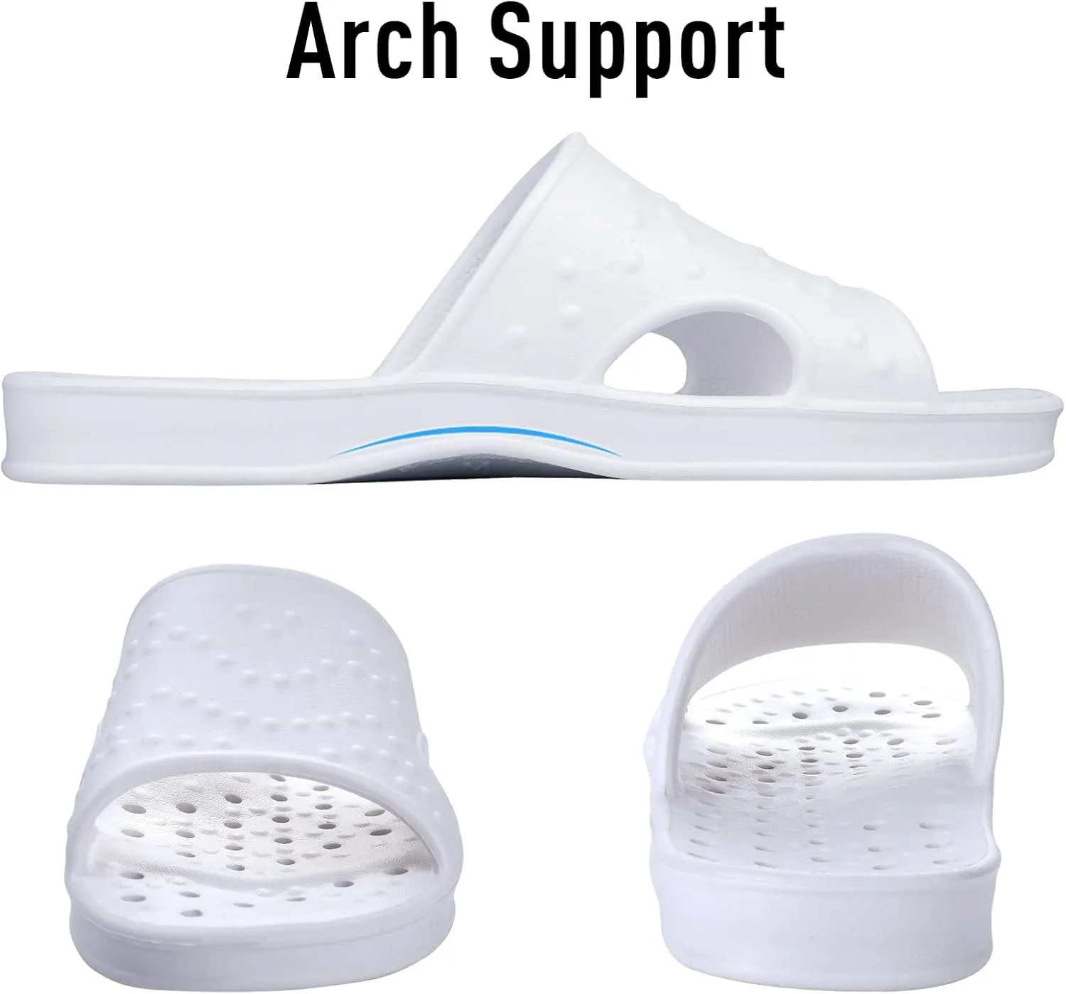 shevalues Shower Shoes for Women with Arch Support Quick Drying Pool Slides Lightweight Beach Sandals with Drain Holes