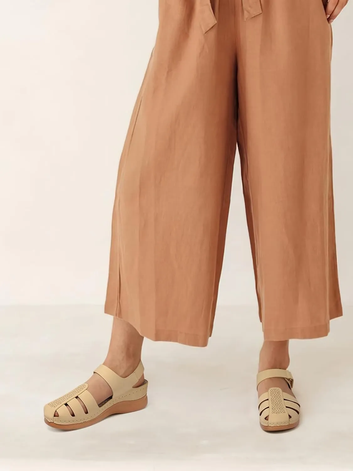 SHIBEVER Closed Toe Sandals Women: Summer Dressy Wedge Sandal - Fisherman Comfortable Hollow Out Sandals