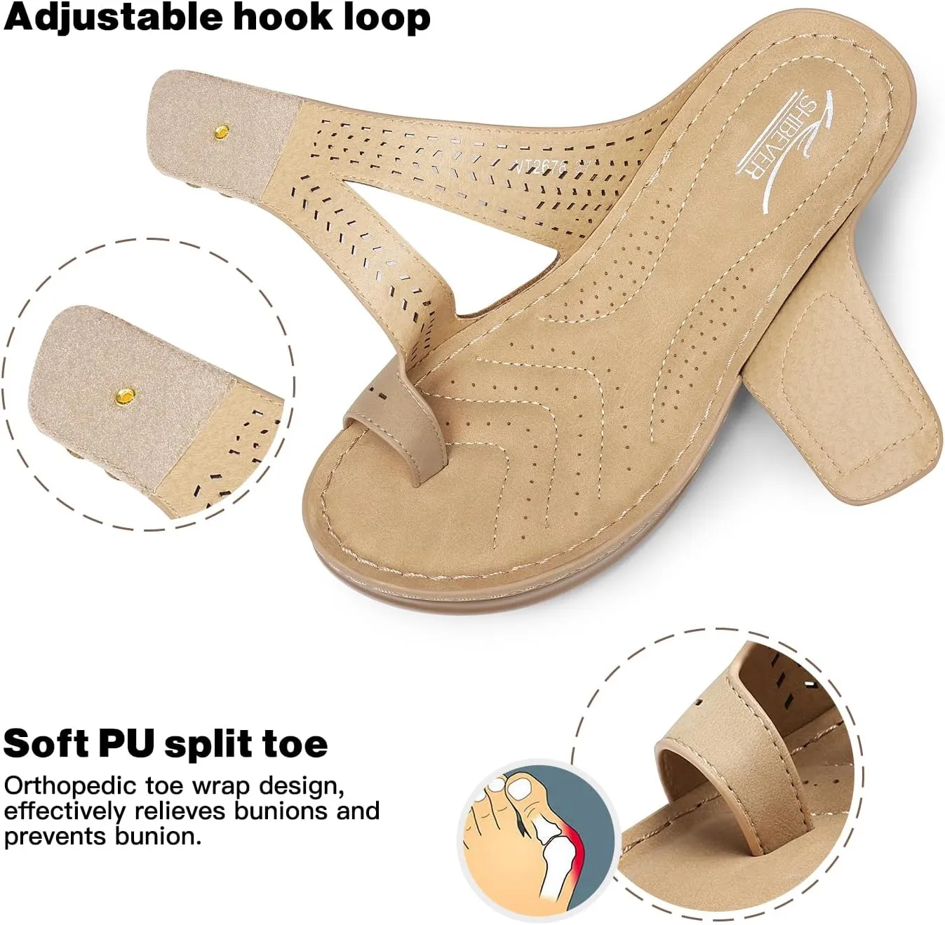 SHIBEVER Women's Wedge Sandals Platform: Comfortable Dressy Summer Casual Slip on - Low Heels Flip Flops Women Sandals