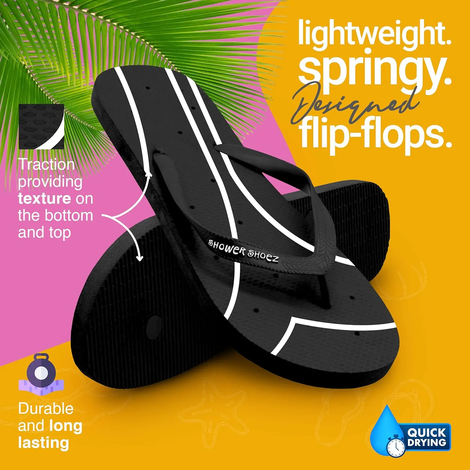 Shower Shoez Women's Non-Slip Pool Dorm Water Sandals Flip Flops