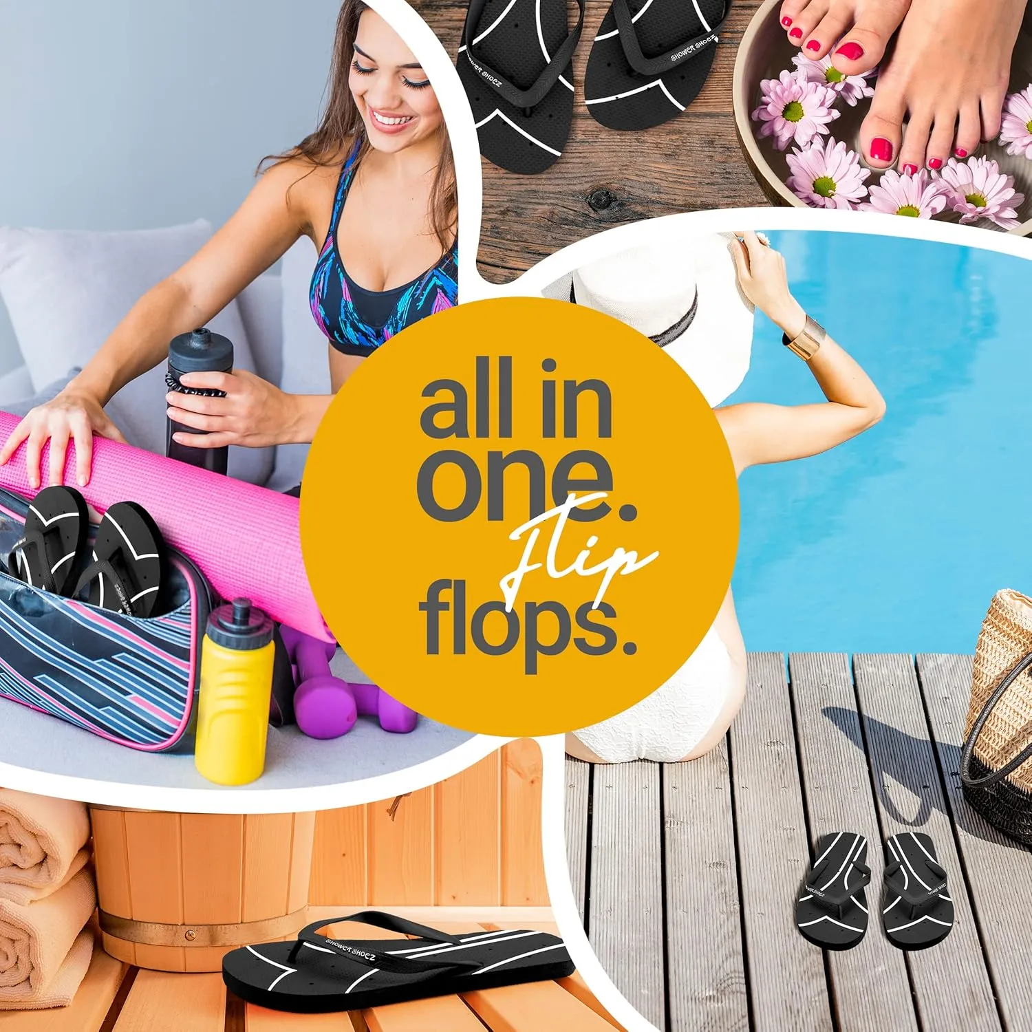 Shower Shoez Women's Non-Slip Pool Dorm Water Sandals Flip Flops