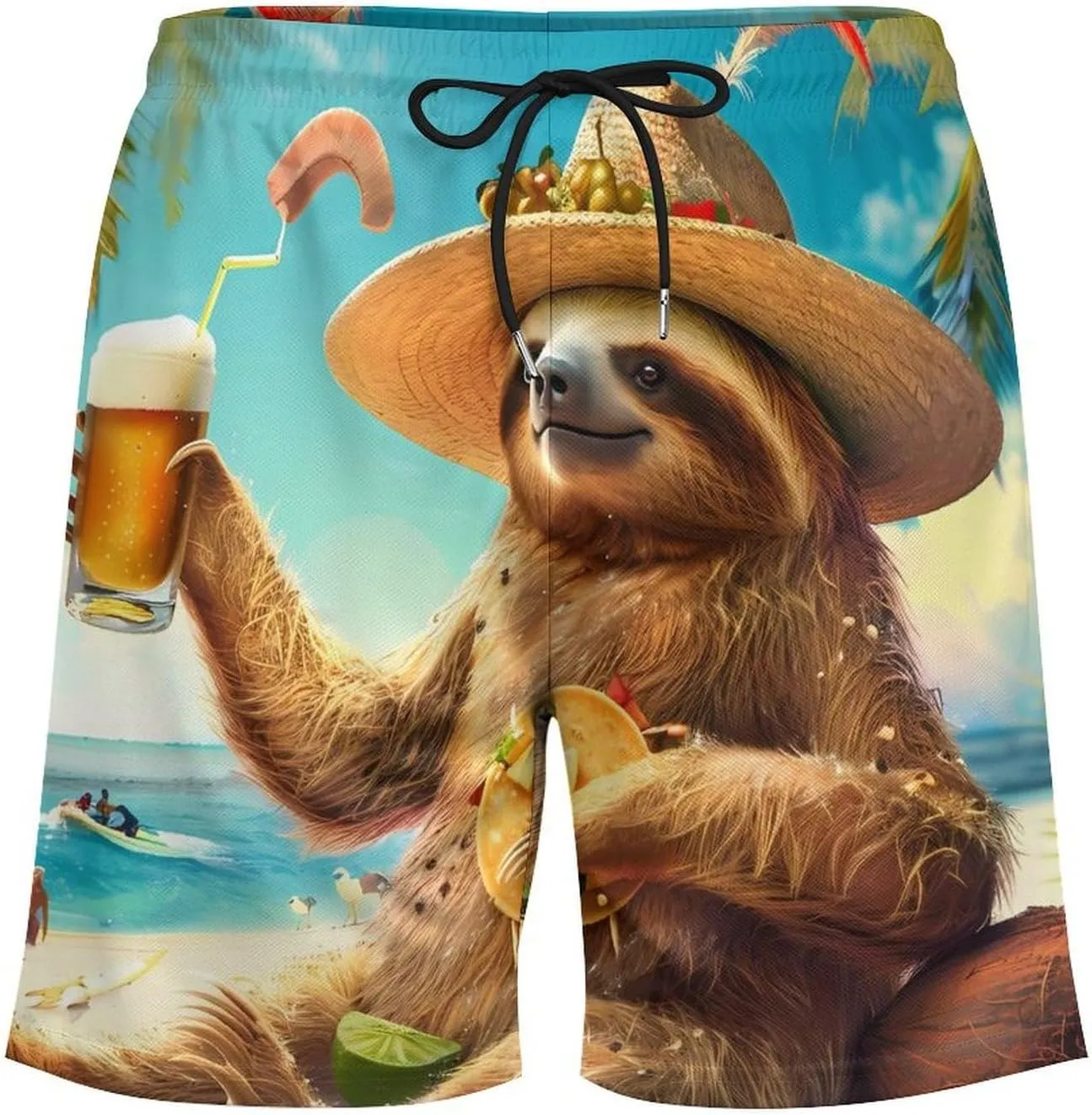 Sloth Men's Swim Trunks Quick Dry Board Shorts Swim Shorts Swimwear with Compression Liner