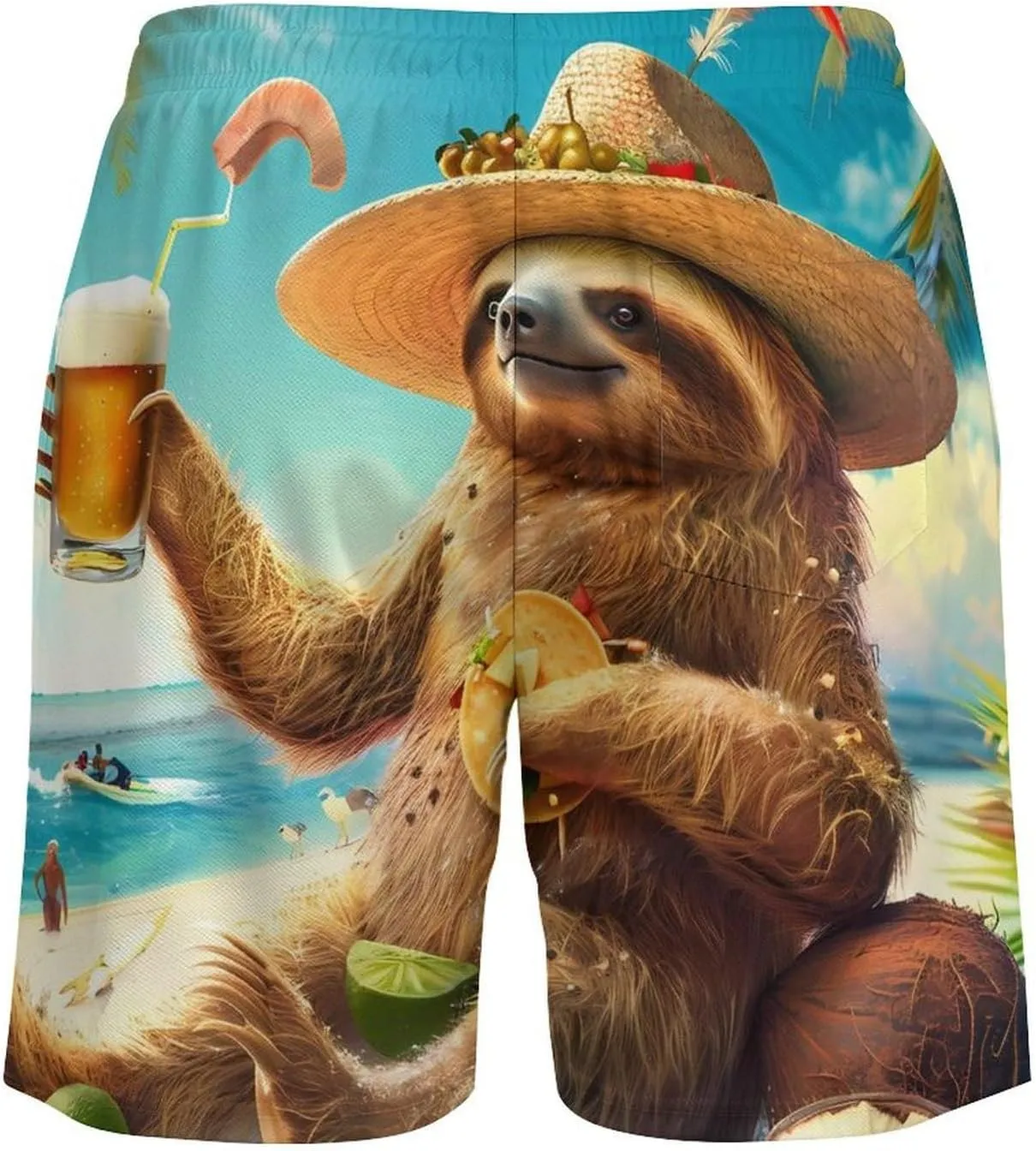 Sloth Men's Swim Trunks Quick Dry Board Shorts Swim Shorts Swimwear with Compression Liner