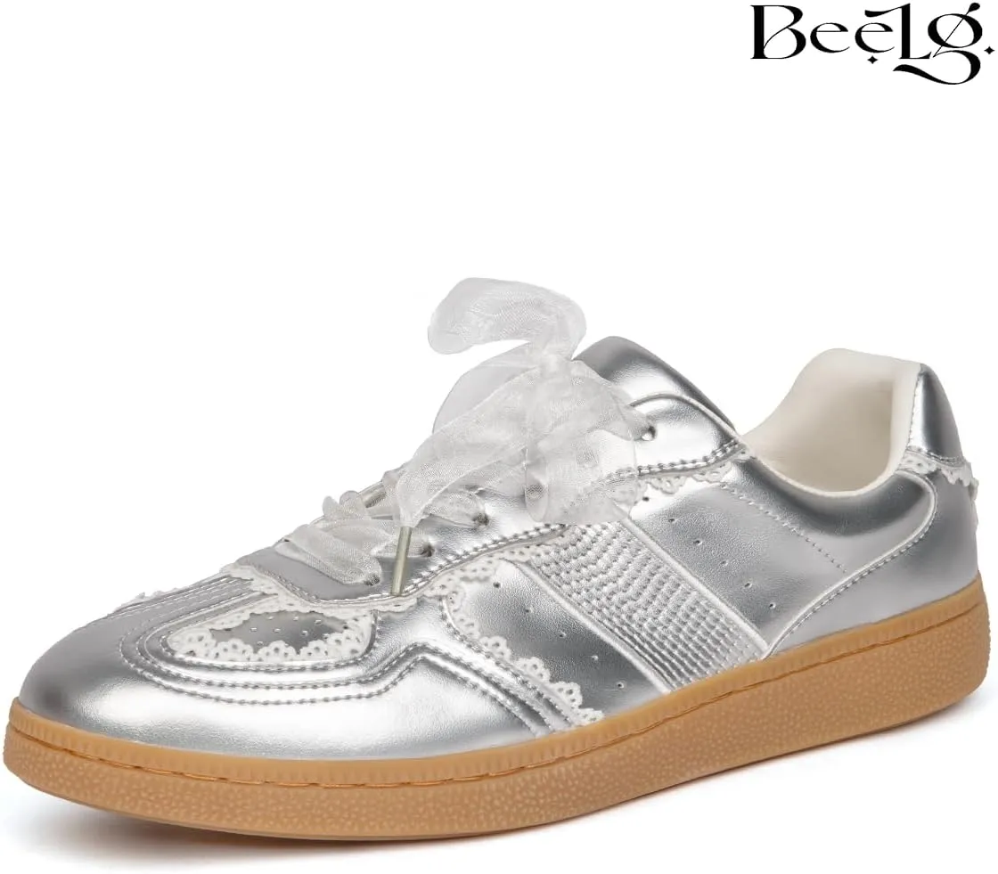 Sneakers for Women Lace Detail – Elegant Ribbon Lace-Up Womens Sneakers with Memory Foam Insole and Non-Slip Casual Shoes for Women Spring Shoes Low Top