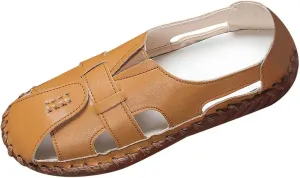 Soft Comfortable Sandals for Women Summer Casual Closed Toe Hollow Out Slip On Loafers Flat Fisherman Sandal Comfy Cute Breathable Walking Orthopedic Beach Shoes