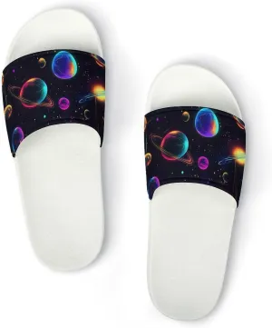 Space Planets Funny House Sandals Non Slip Shower Slippers Quick Drying Bathroom Shoes for Women Men