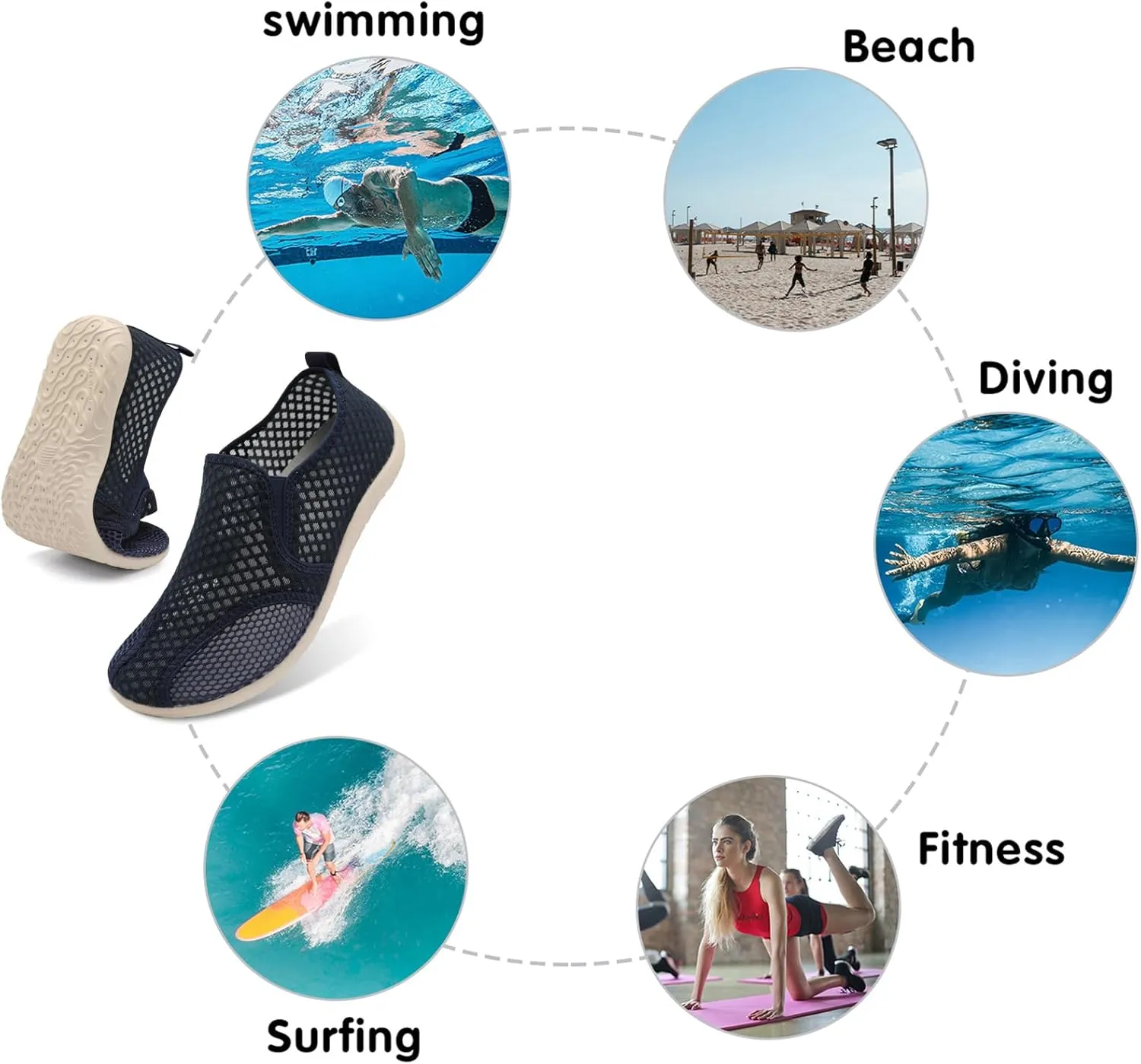 Spesoul Water Shoes for Women Men Quick-Dry Swim Shoes Barefoot Aqua Socks Breathable Beach Sandals for Pool Surf Travel Camping Yoga Outdoor Sports