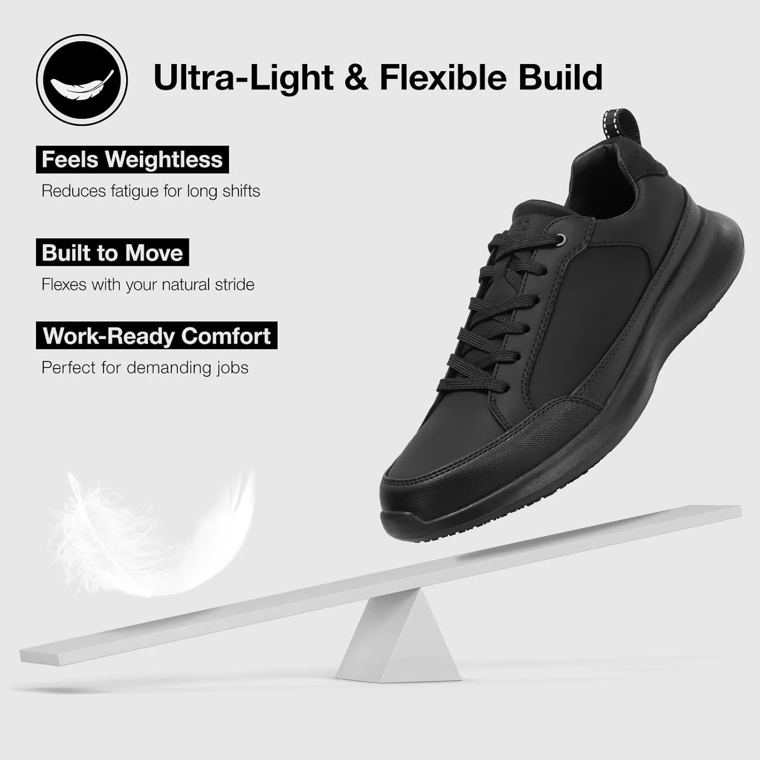 SPIEZ Mens Non Slip Shoes, Waterproof Oil Resistant Food Service Shoes, Lightweight Breathable Work Walking Sneakers Black US7.5-12