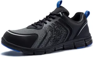 SPIEZ Men's Safety Shoes, Composite Toe, Non-Slip, Puncture-Proof, Lightweight & Breathable Work Sneakers, Black (US 7.5-12)