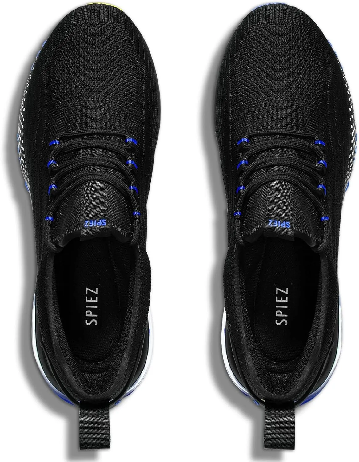 SPIEZ Safety Shoes for Men Women, Air Cushion Composite Toe Work Shoes, Lightweight Breathable Slip On Utility Sneakers Black Blue/Black Green US5-12