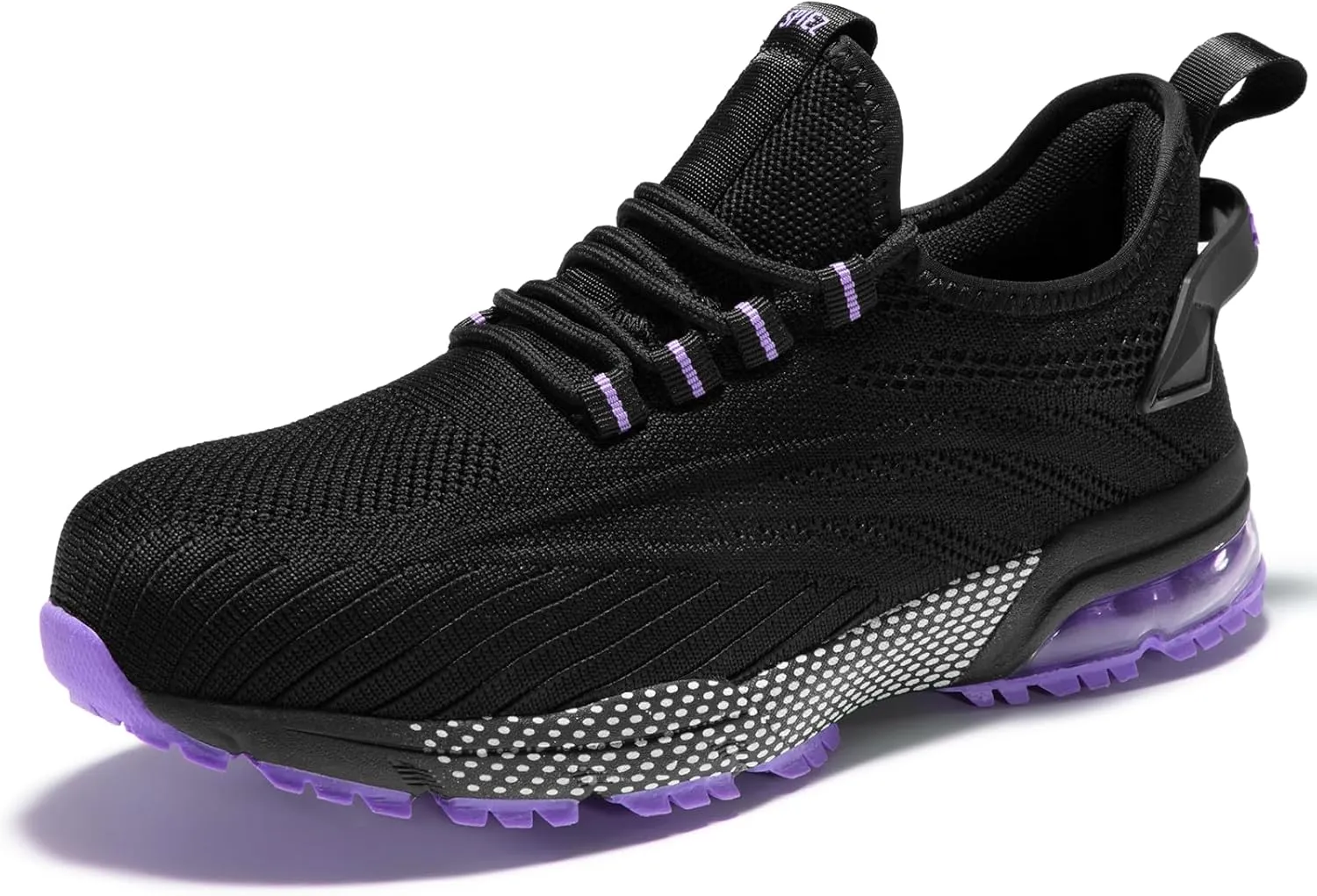 SPIEZ Safety Shoes for Women, Lightweight Non Slip Work Shoes, Air Cushion Safety Sneakers for Work and Daily Wear Pink/Purple US 5-9.5