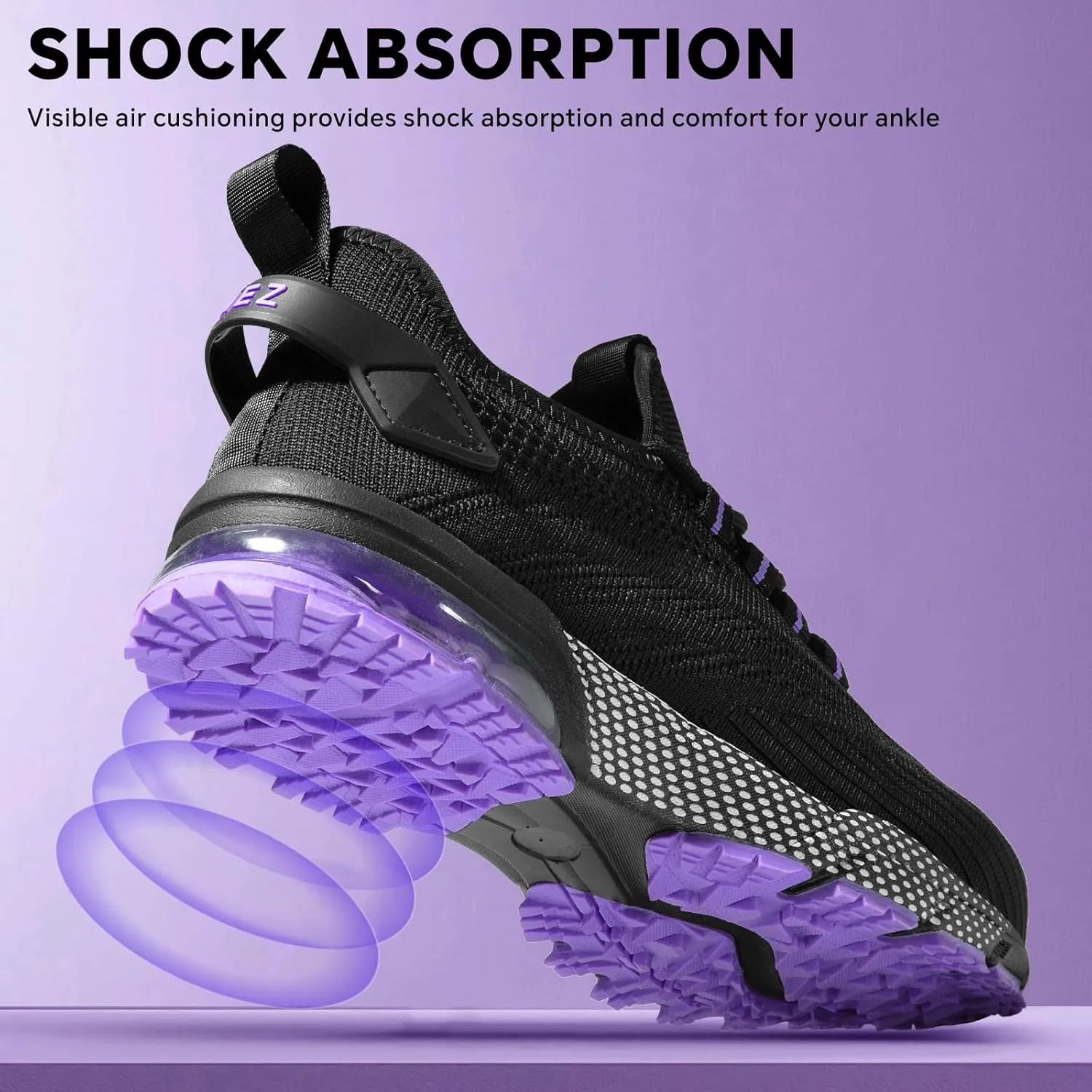SPIEZ Safety Shoes for Women, Lightweight Non Slip Work Shoes, Air Cushion Safety Sneakers for Work and Daily Wear Pink/Purple US 5-9.5