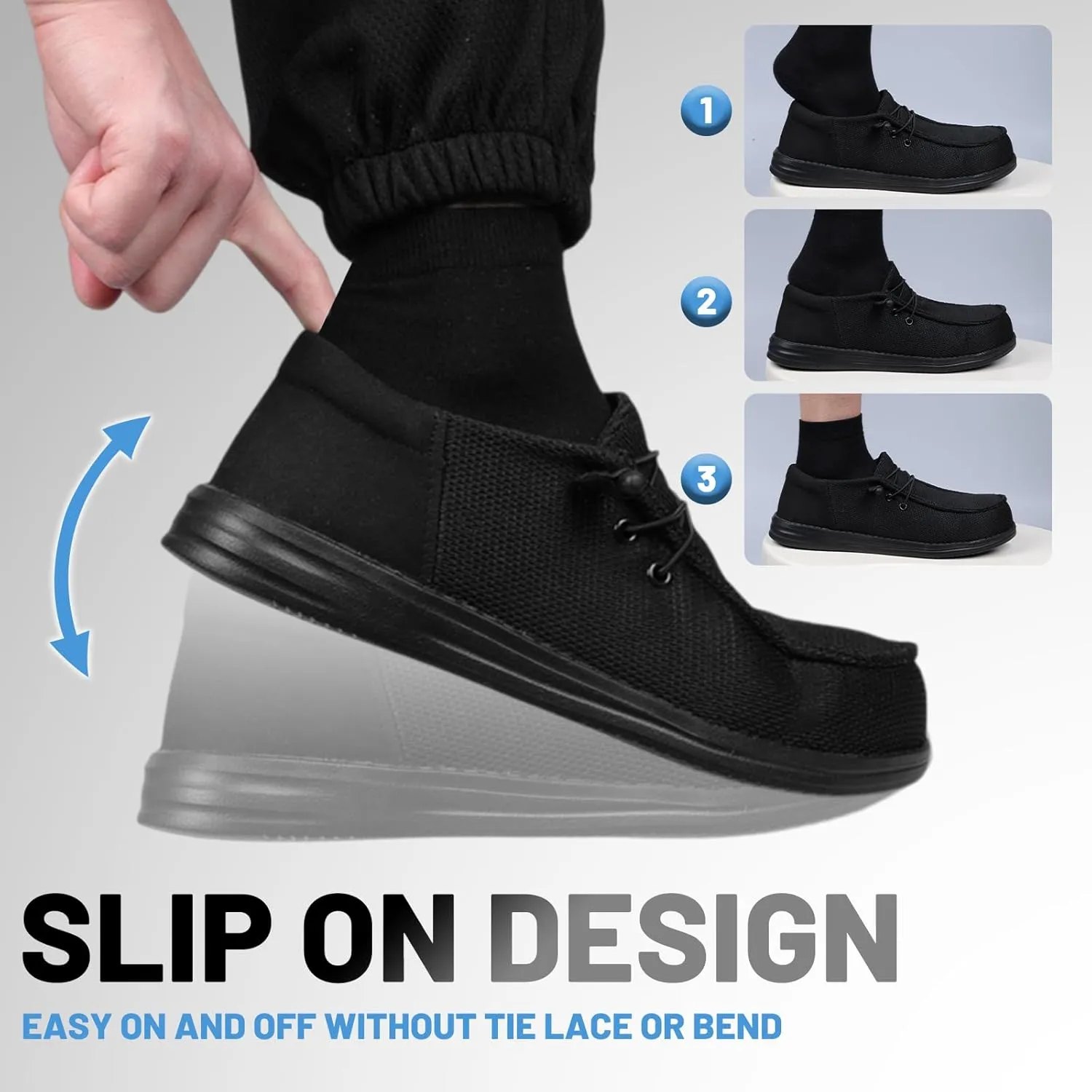 Steel Toe Shoes for Men Lightweight Loafers Slip On Safety Work Shoes Composite Toe Comfortable Non Slip Tennis Dress Sneakers
