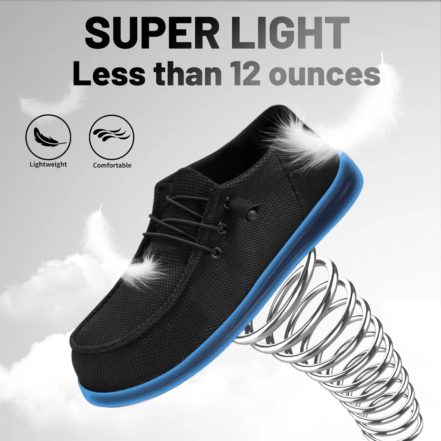 Steel Toe Shoes for Men Lightweight Loafers Slip On Safety Work Shoes Composite Toe Comfortable Non Slip Tennis Dress Sneakers