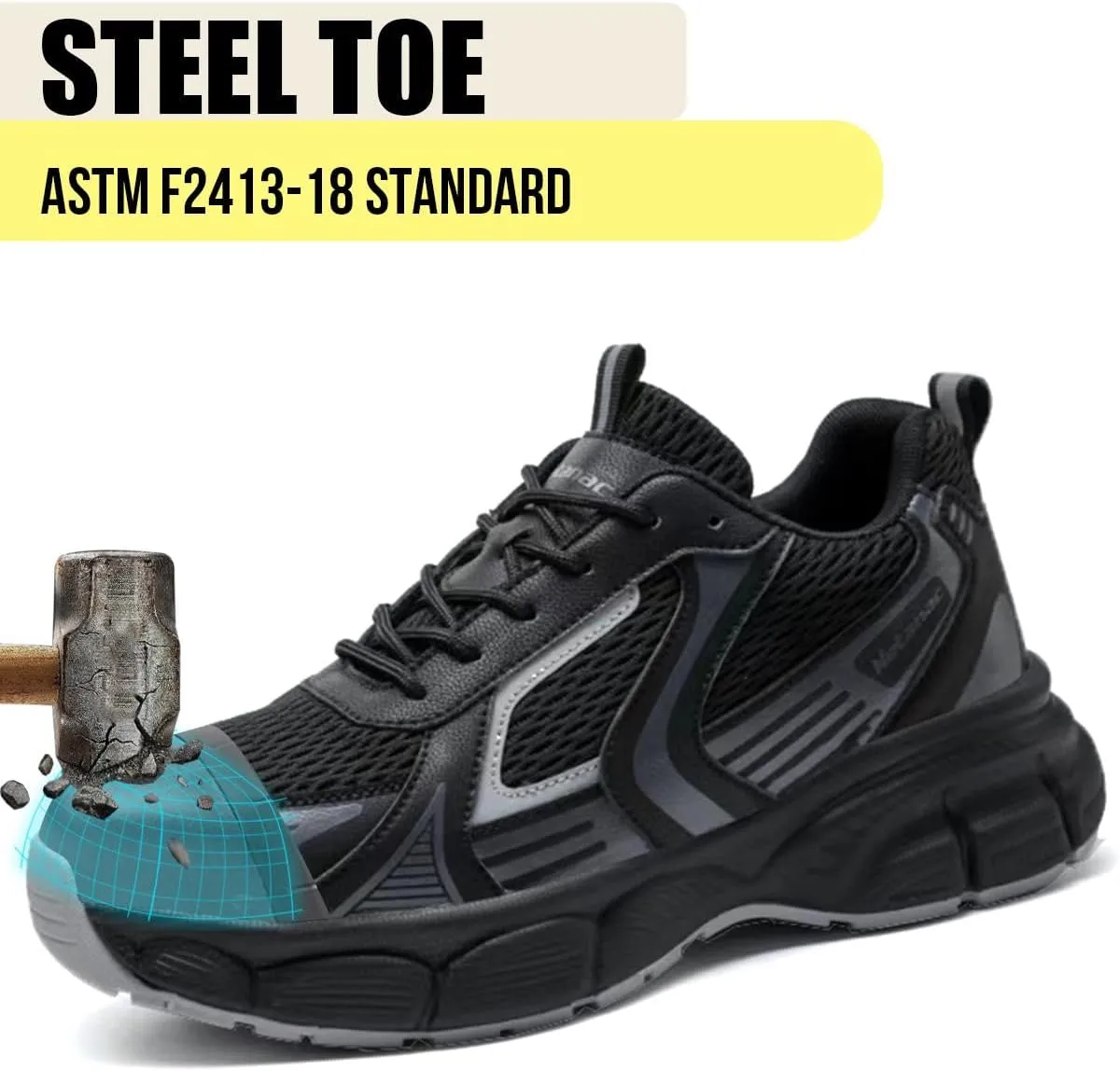 Steel Toe Shoes for Men Women – Durable Soles, Lightweight Comfortable Safety Work Sneakers