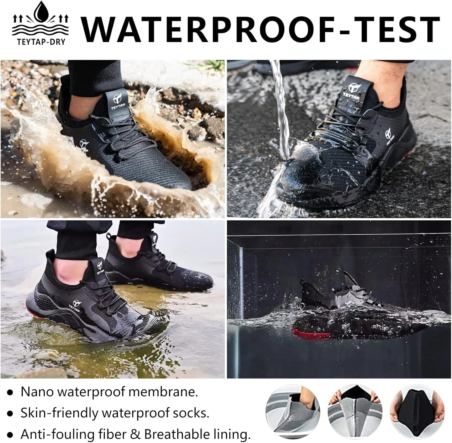 Steel Toe Shoes for Men Women, Waterproof Cushiong Work Safety Shoes, Standing and Walking All Day Comfortable Sneakers