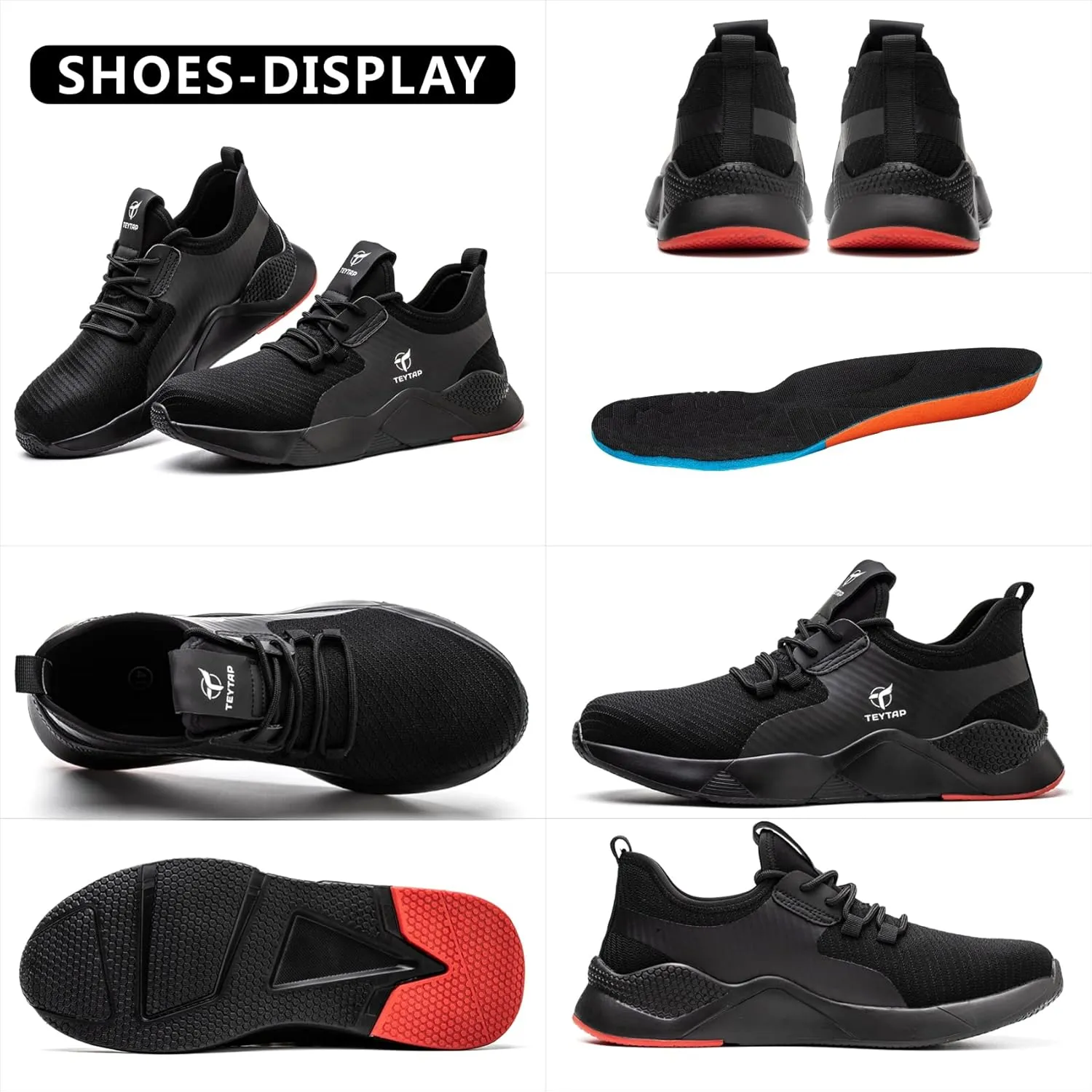 Steel Toe Shoes for Men Women, Waterproof Cushiong Work Safety Shoes, Standing and Walking All Day Comfortable Sneakers