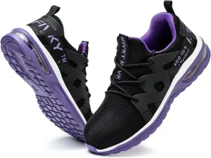 Steel Toe Shoes for Women Lightweight Air Cushion Breathable Work Shoes Comfortable Puncture Proof Slip Resistant Safety Shoes Indestructible Composite Toe Sneakers Industrial Footwear