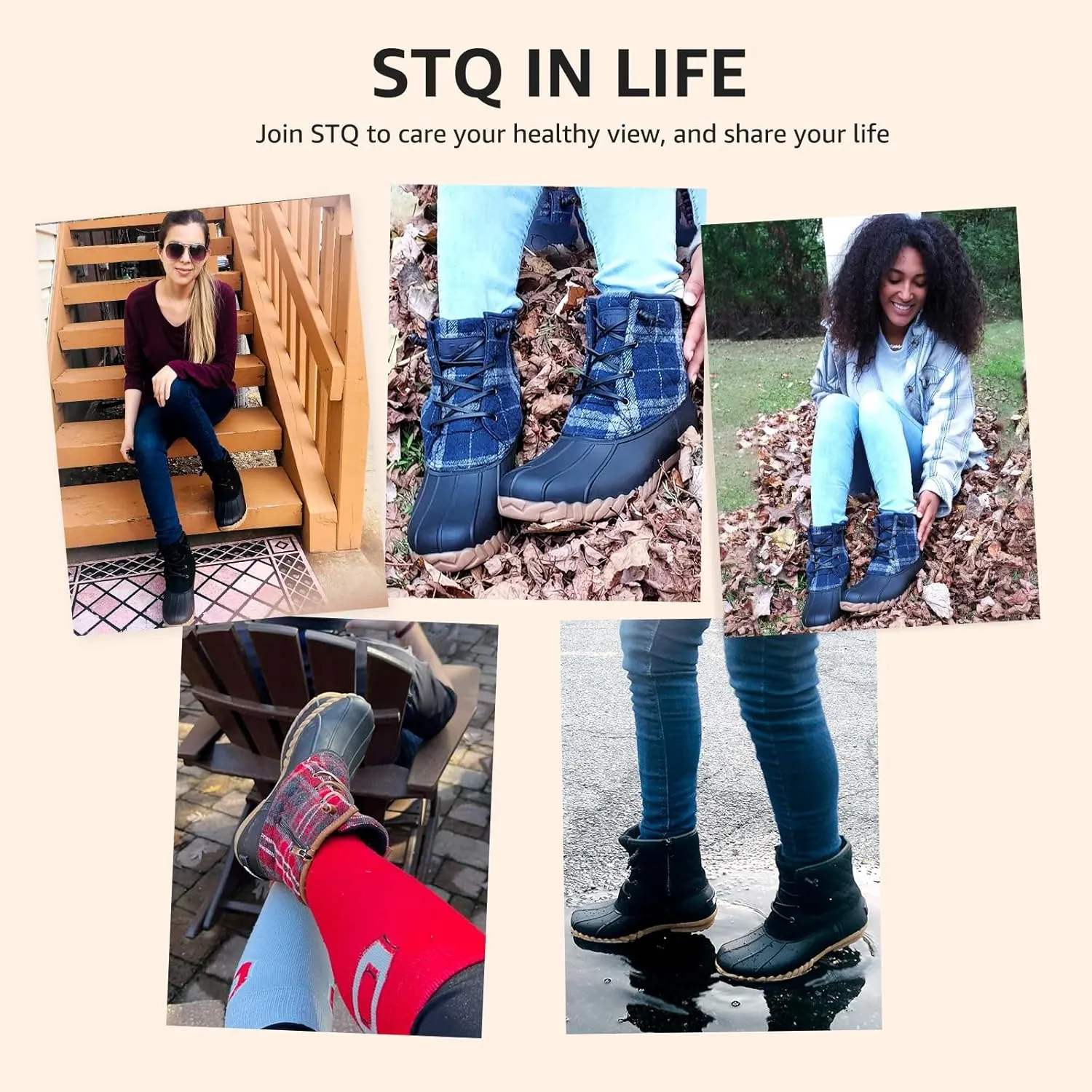 STQ Duck Boots for Women Waterproof Winter Boots Quilted Snow Boots