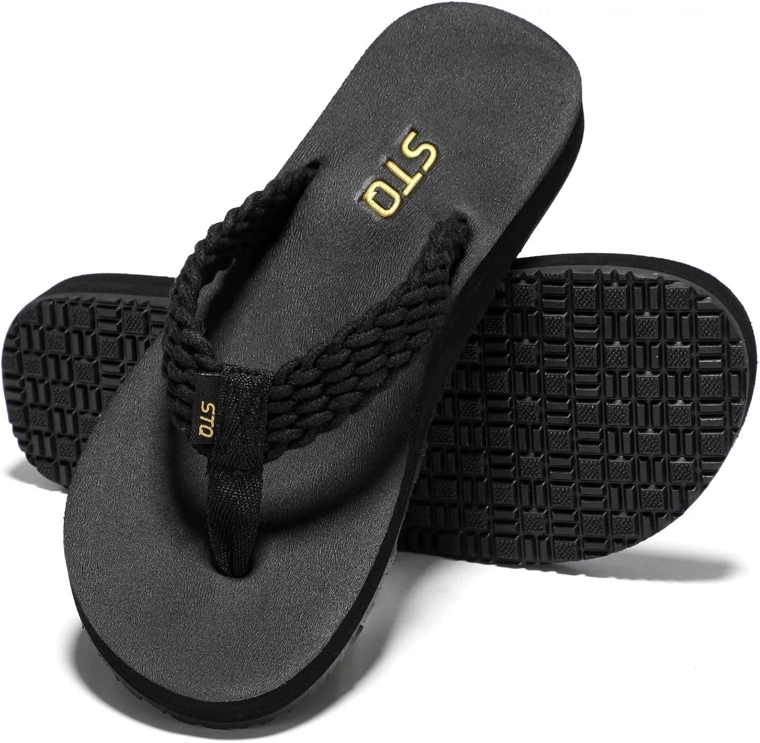 STQ Womens Quick Dry Flip Flops with Yoga Mat Sole丨Arch Support Thong Sandals