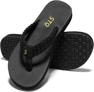 STQ Womens Quick Dry Flip Flops with Yoga Mat Sole丨Arch Support Thong Sandals