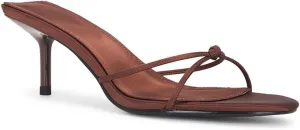 Strappy Kitten Heels Sandals for Women Open Round Toe Slip On Mule Knotted Design Summer Fashion Shoes