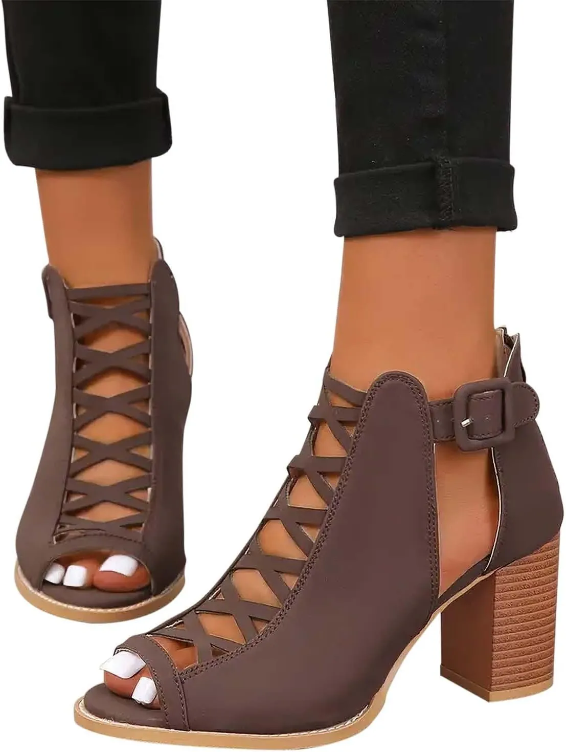 Summer Sandals for Women Lace Up Side Buckle Lightweight Shoes Trending Heel Comfort Trendy Dressy Shoe 2025 New
