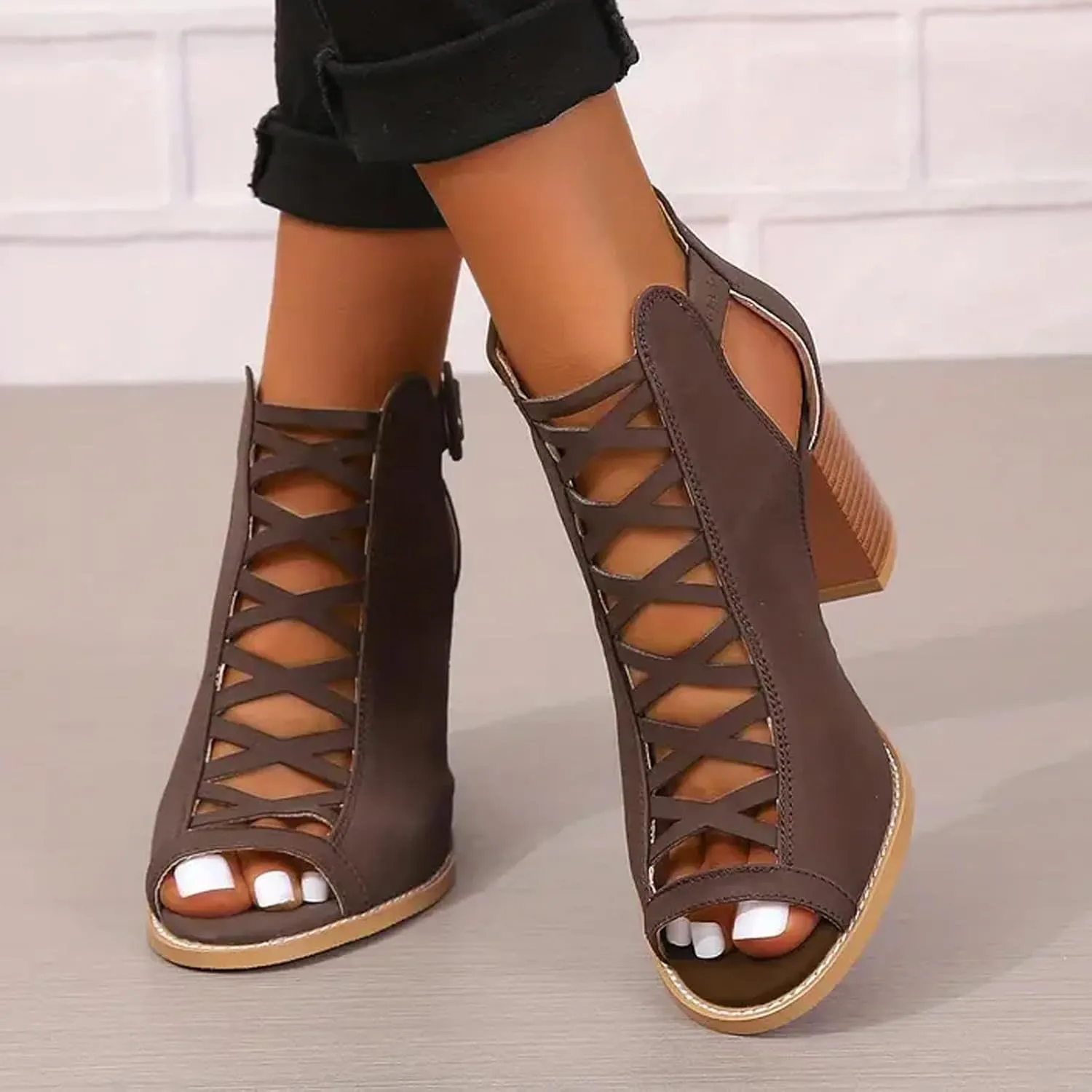 Summer Sandals for Women Lace Up Side Buckle Lightweight Shoes Trending Heel Comfort Trendy Dressy Shoe 2025 New