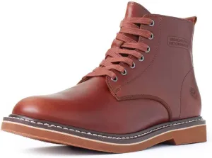 SUREWAY Men's 6" Service Boot,Casual Work Boots, Full-Grain Leather,Comfortable Rubber Outsole,Slip /0il/Acid Resistant Outsole,Removable Memory Foam PU lnsole, Soft toe Brown Work Boots