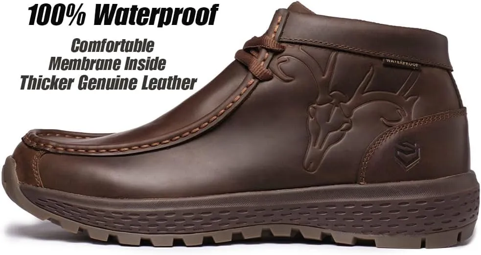 SUREWAY Men's Chukka Boots,Fashion and Comfort Driving Shoes, Leather Moc Toe Work Boots