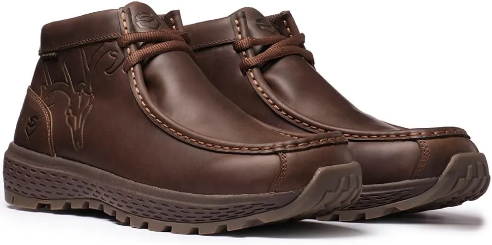 SUREWAY Men's Chukka Boots,Fashion and Comfort Driving Shoes, Leather Moc Toe Work Boots