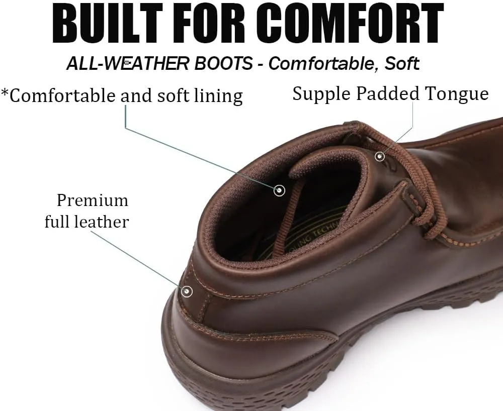 SUREWAY Men's Chukka Boots,Fashion and Comfort Driving Shoes, Leather Moc Toe Work Boots