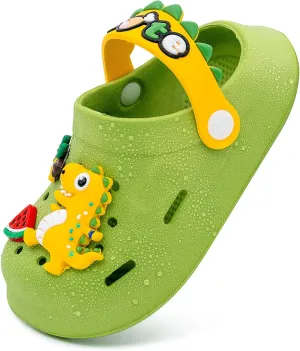 techcity Kids Dinosaur Garden Shoes Cute Cartoon Sandals Clogs Toddler Beach Pool Water Shoes Summer Slides for Boys Girls