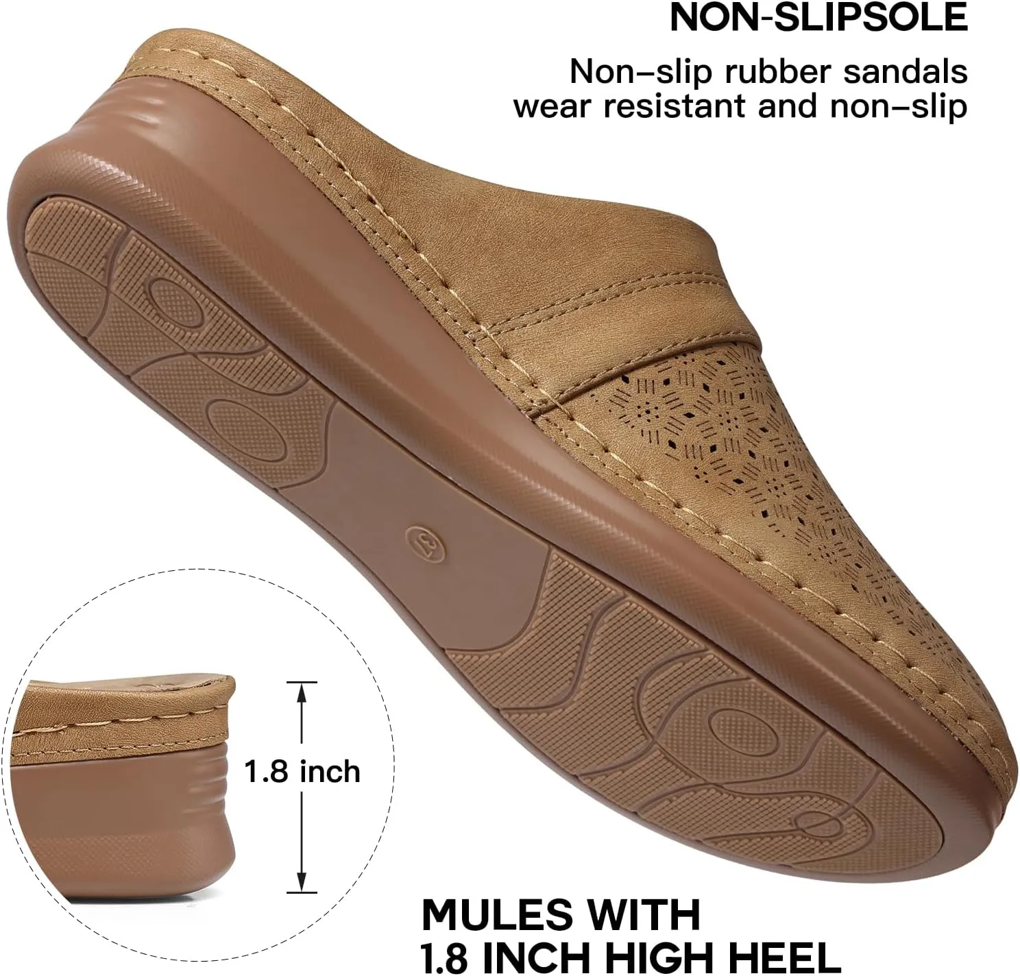 TEMOFON Womens Clogs Slip on Mules: Closed Toe Sandals Women - Summer Wedge Comfortable Shoes