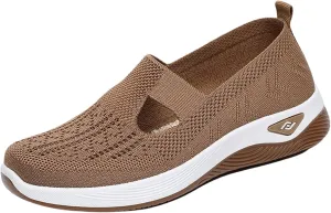 Thatrich Womens Orthopedic Sneakers Slip on Walking Shoes Breathable Soft Woven Shoe Non-Slip Mesh Up Footwear Lightweight Comfortable Arch Support Sneaker