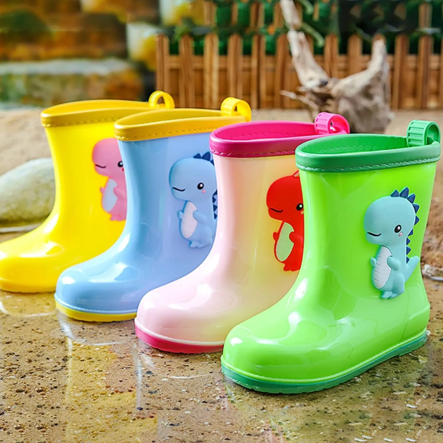 Toddler Dinosaur Rain Boots Little Girls Water Boots Kids' Rainboots Rubber Waterproof Non Slip Rain Boots For Kids