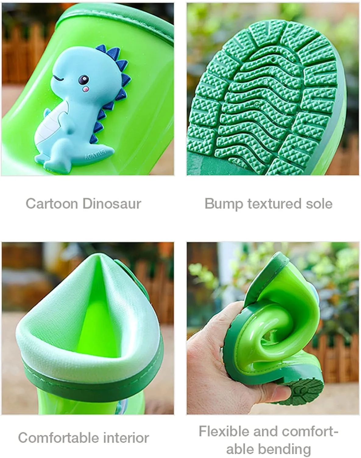 Toddler Dinosaur Rain Boots Little Girls Water Boots Kids' Rainboots Rubber Waterproof Non Slip Rain Boots For Kids