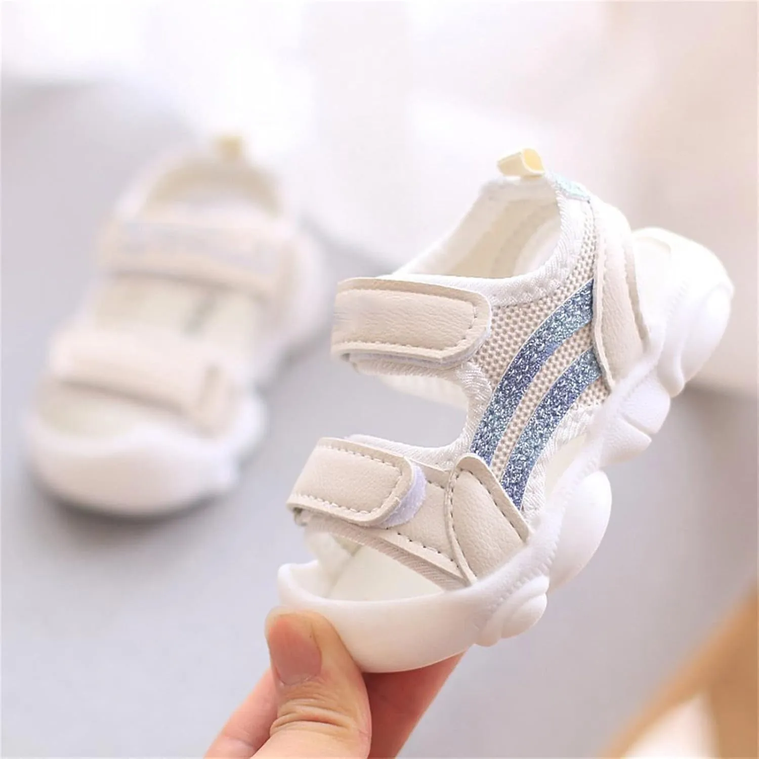 Toddler Girls Open Toe Sandals Non Slip Double Buckle Slides Kids Breathable Thick Sole Shoes Quick Dry Walking Shoes