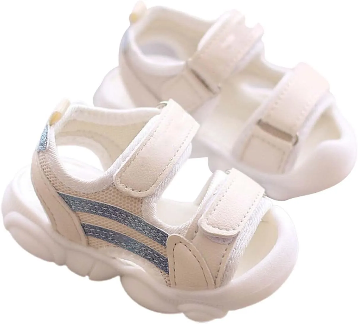 Toddler Girls Open Toe Sandals Non Slip Double Buckle Slides Kids Breathable Thick Sole Shoes Quick Dry Walking Shoes