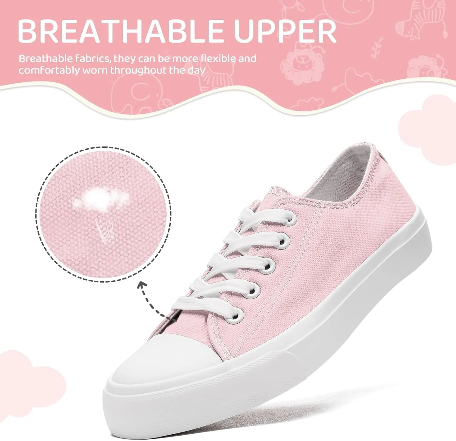 Toddler Little Kid Shoes Boys and Girls Canvas Casual Low Top Lace up Walking Shoes Breathable Soft and Durable
