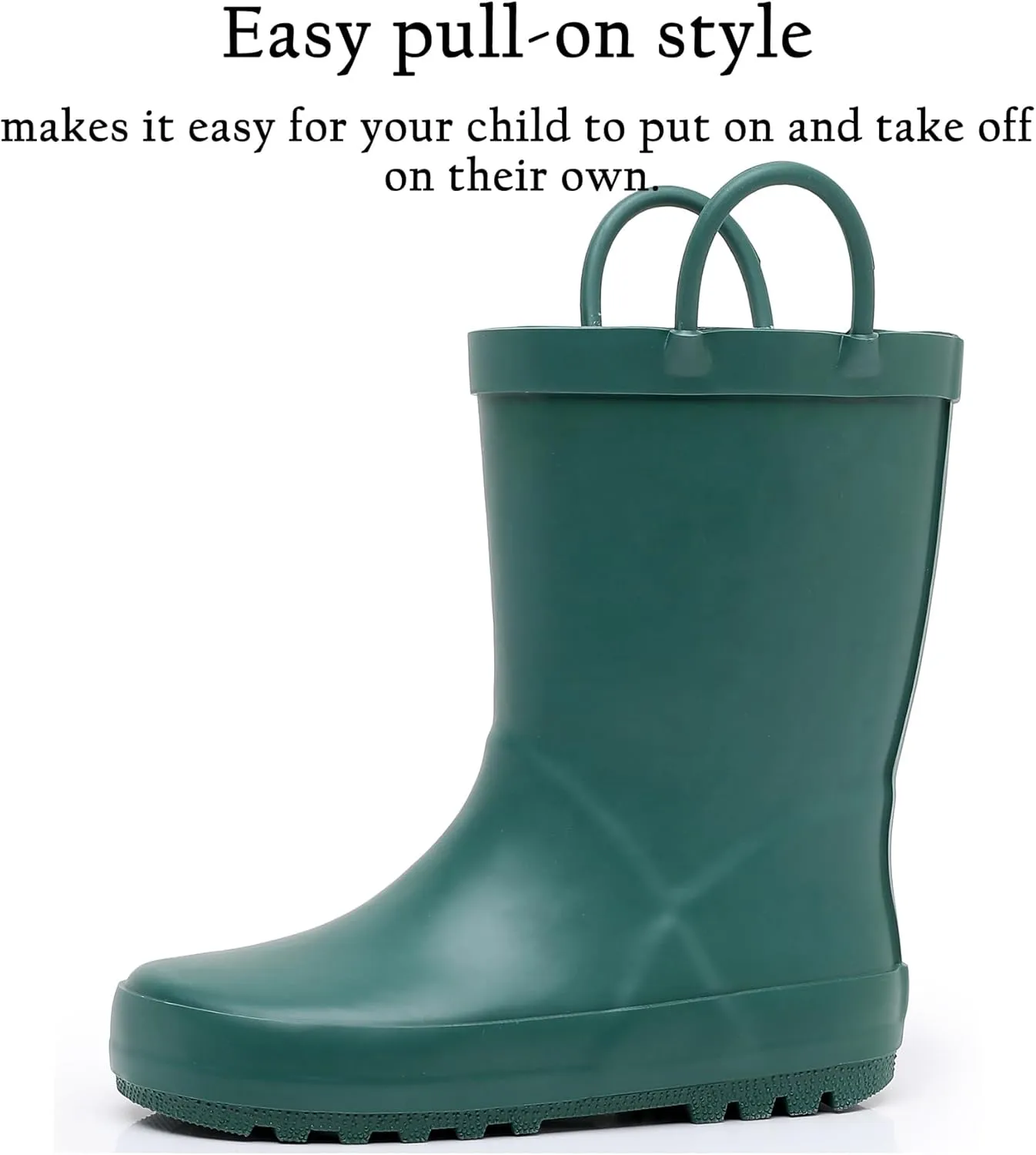 Toddler Rain Boots for Boys and Girls Waterproof Rubber Kids Rain Boots with Easy on Handles All-season
