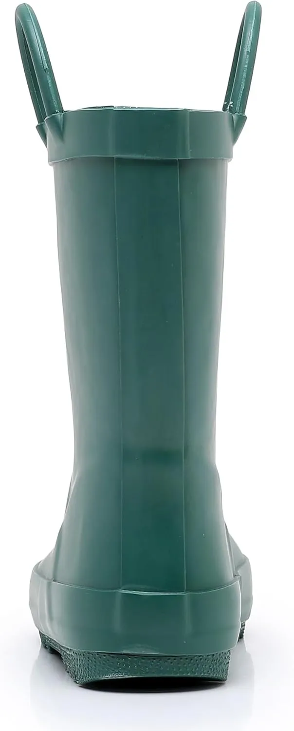 Toddler Rain Boots for Boys and Girls Waterproof Rubber Kids Rain Boots with Easy on Handles All-season
