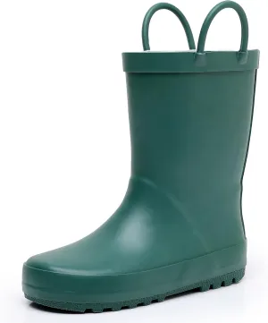 Toddler Rain Boots for Boys and Girls Waterproof Rubber Kids Rain Boots with Easy on Handles All-season