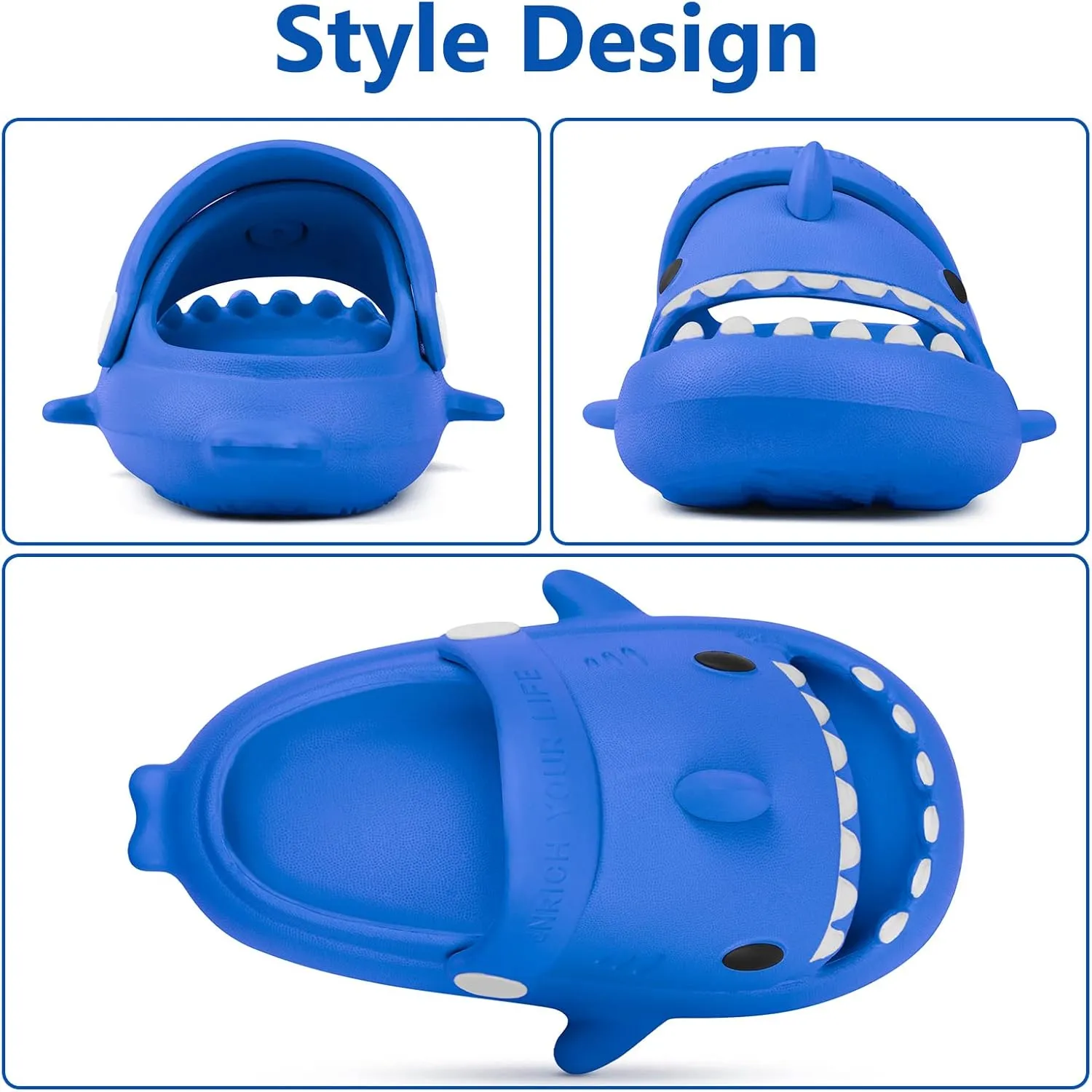 Toddler Shark Cloud Slides | Kids Shower Sandals | Boys Girls Cute Cartoon Fish Flip Flops | Beach Pool Home Slippers Shoes | Quick Dry Non-Slip