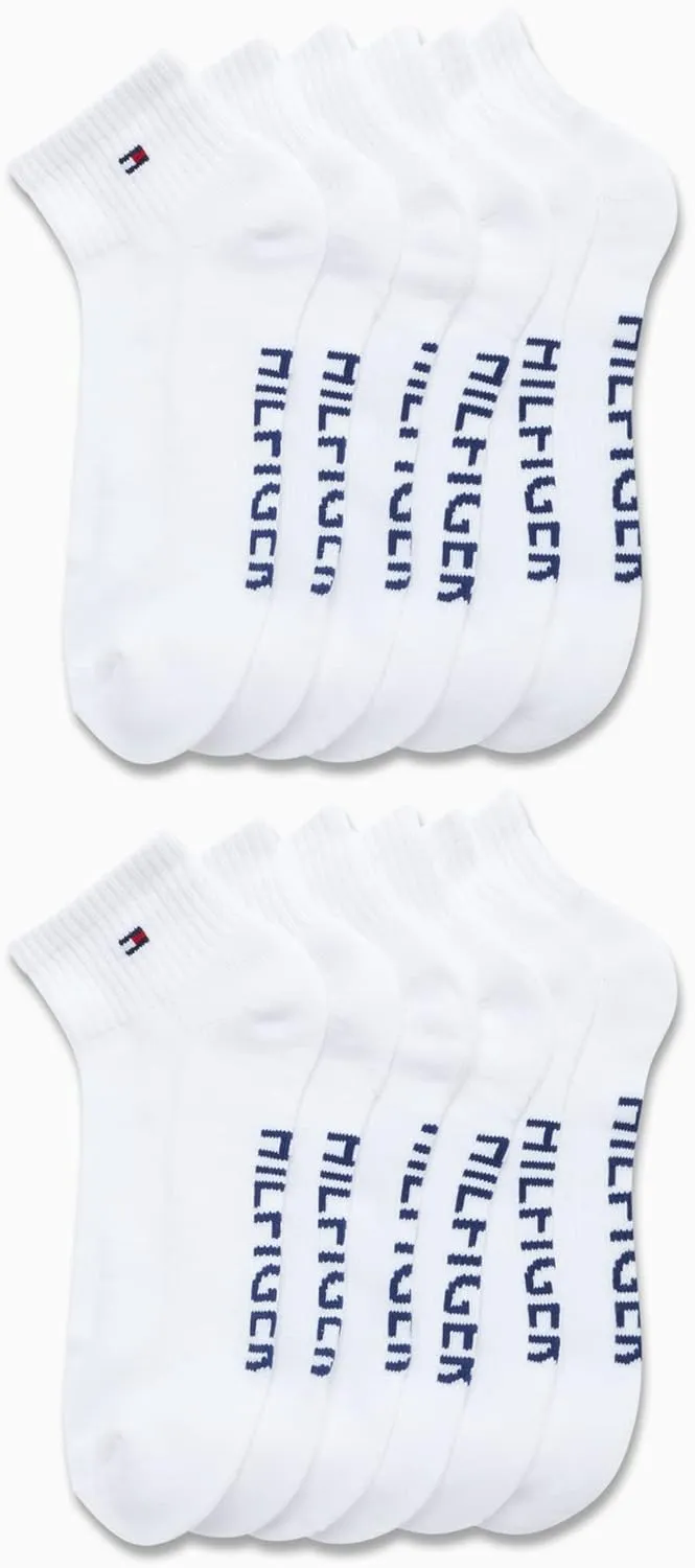 Tommy Hilfiger Men's Quarter Socks - 12 Pack Arch Support Cushion Comfort Ankle Socks