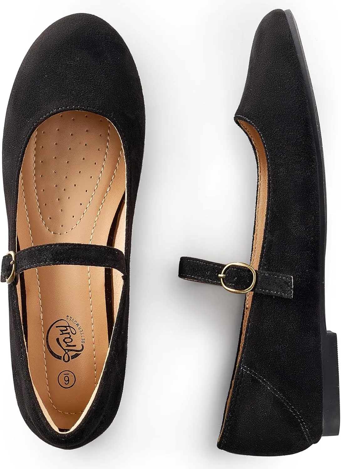Trary Mary Jane Ballet Flats, Black Flats for Women, Ankle Strap Dressy Comfortable Flats