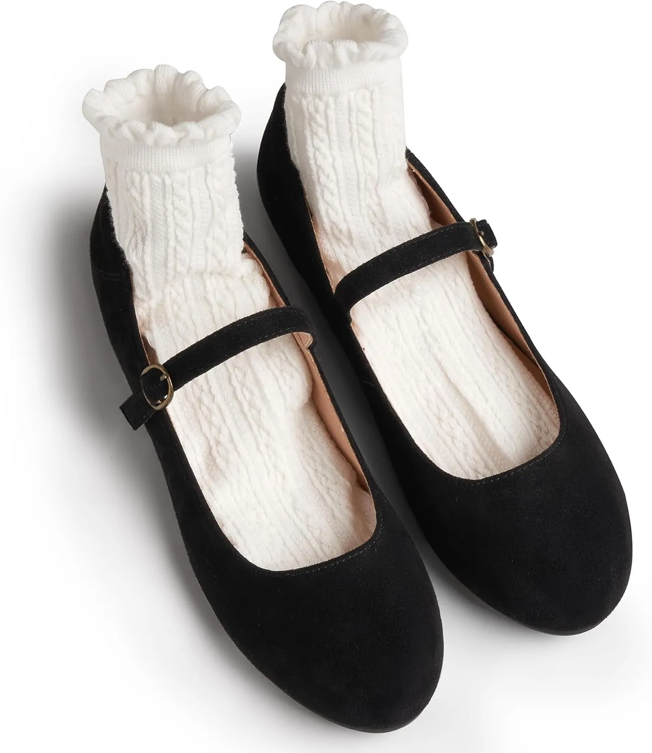 Trary Mary Jane Ballet Flats, Black Flats for Women, Ankle Strap Dressy Comfortable Flats
