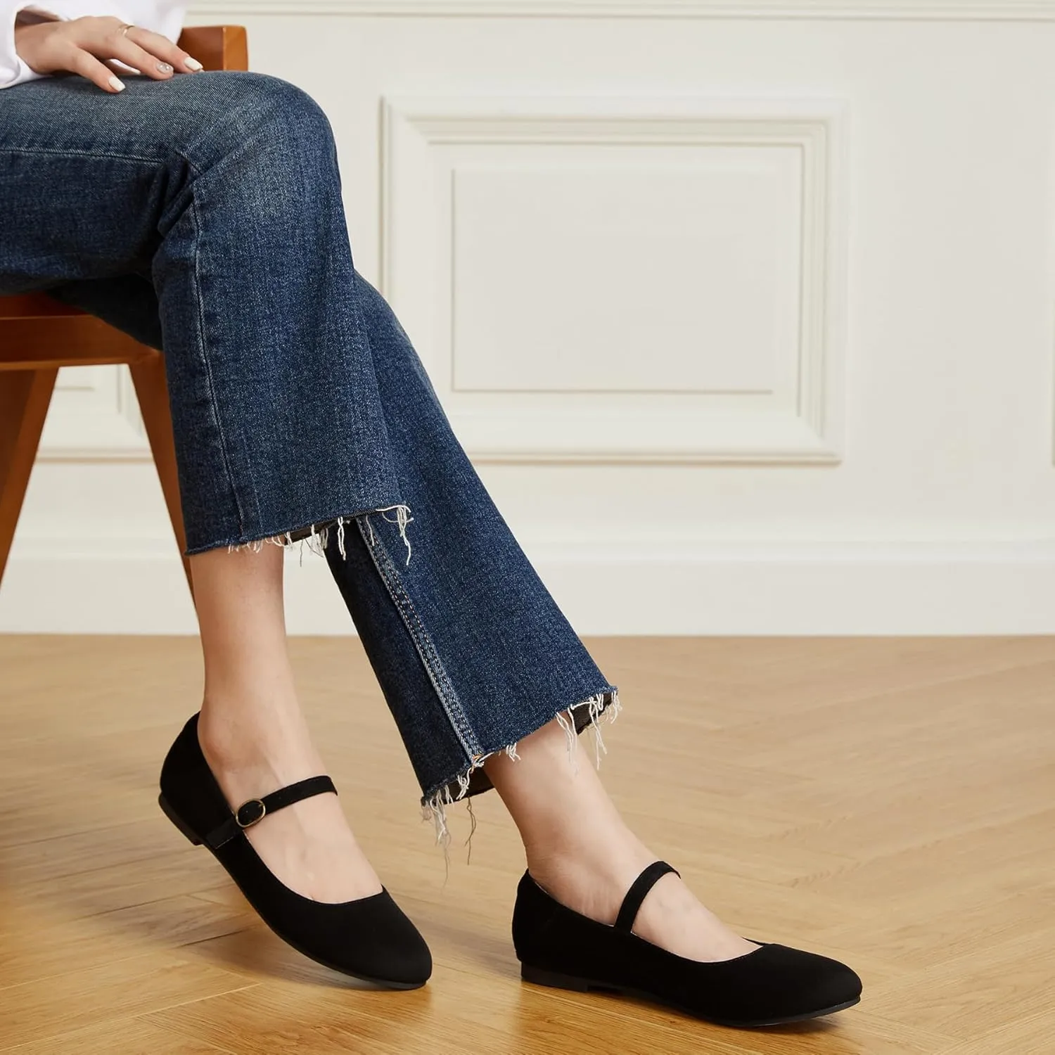 Trary Mary Jane Ballet Flats, Black Flats for Women, Ankle Strap Dressy Comfortable Flats