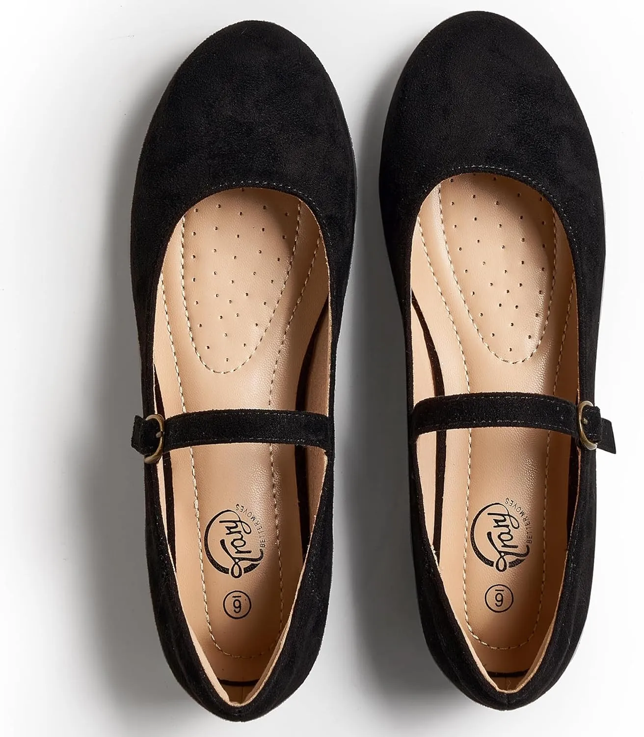 Trary Mary Jane Ballet Flats, Black Flats for Women, Ankle Strap Dressy Comfortable Flats